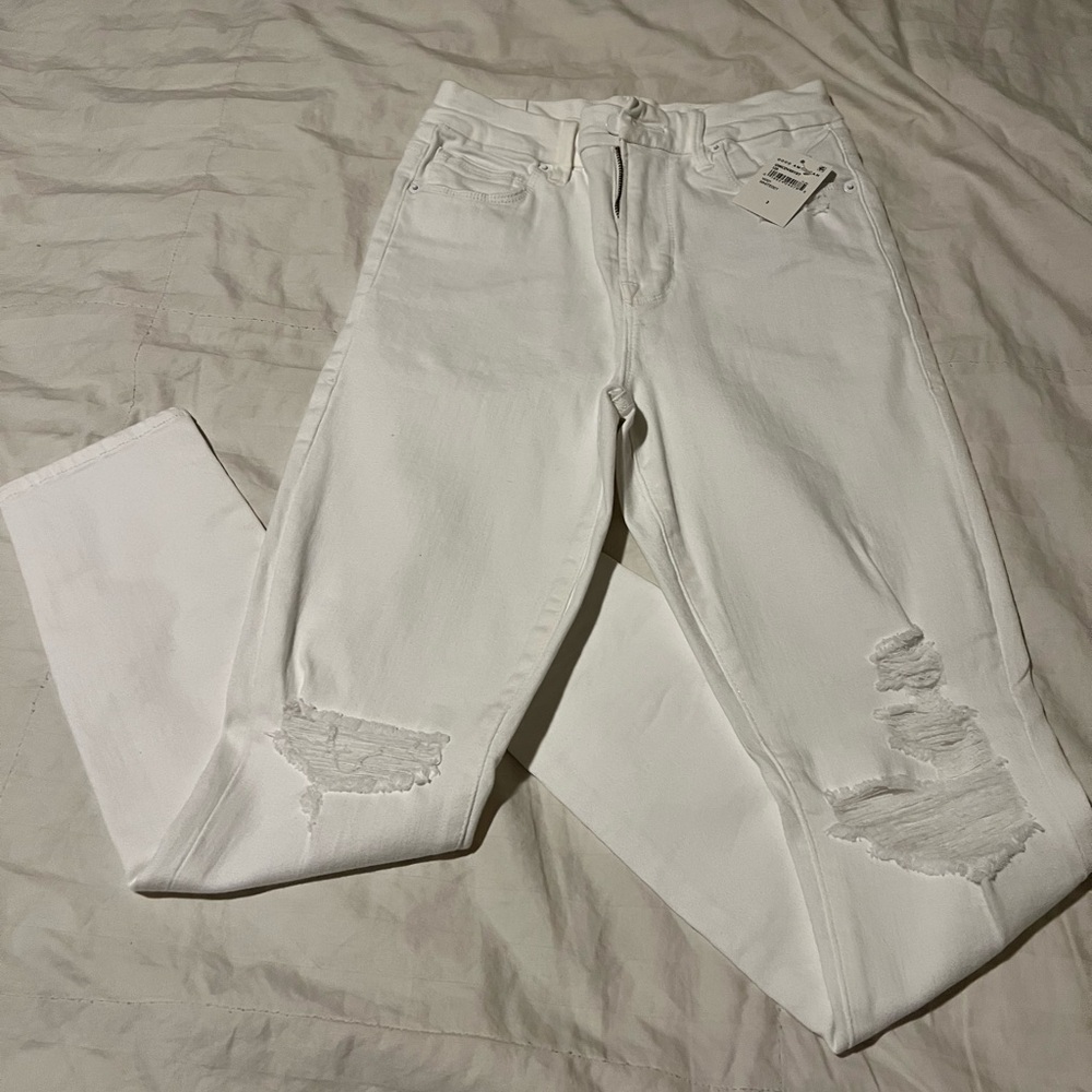 Good American “Good Waist Crop” White Denim